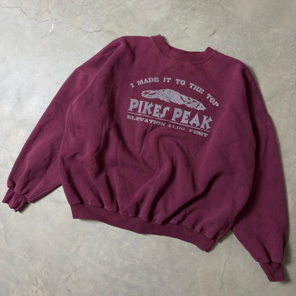 Vintage AU Sportswear Pikes Peak Sweatshirt Mens XXXL (Fits XXL) Burgundy 90s